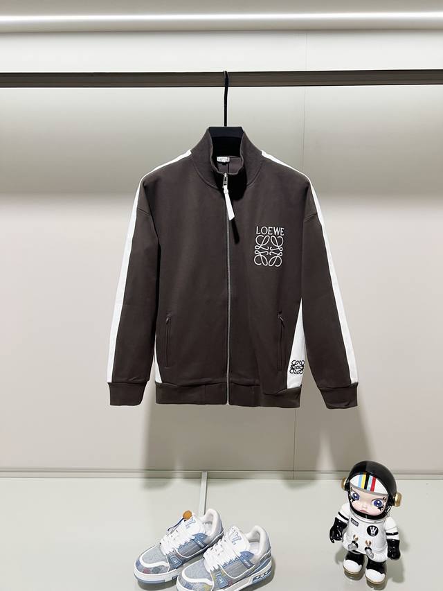 Loewe Custom Fabric Suit Zippered Stand Collar Jacket Color Blocking Design with