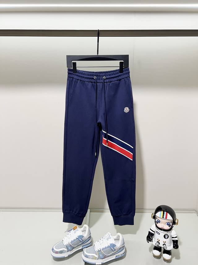 Moncler Custom Fabric Suit Casual Sweatpants Red and blue webbing splicing desig