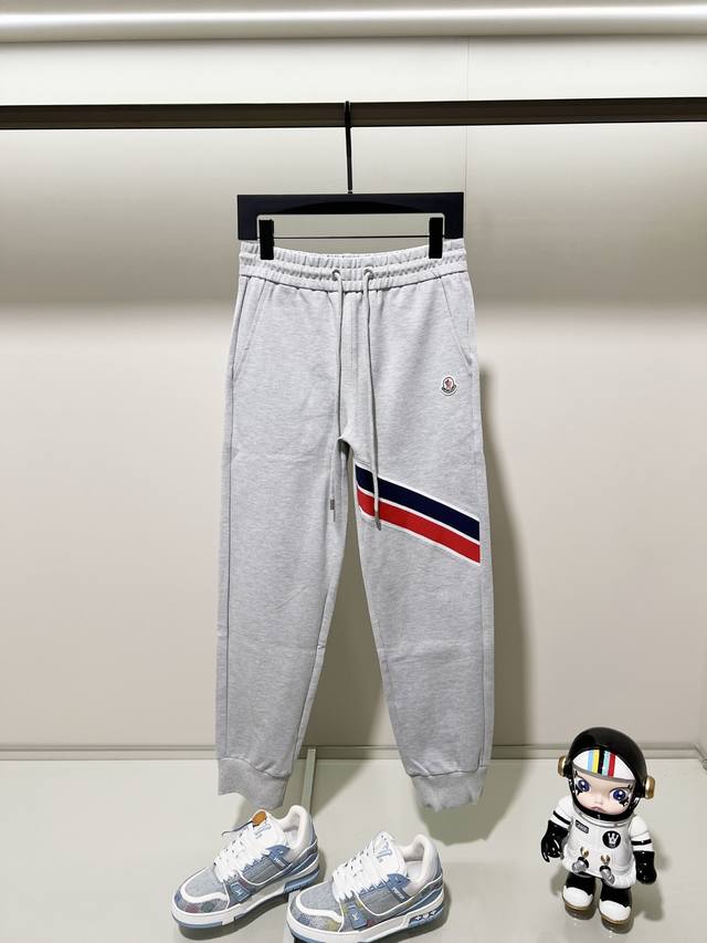 Moncler Custom Fabric Suit Casual Sweatpants Red and blue webbing splicing desig