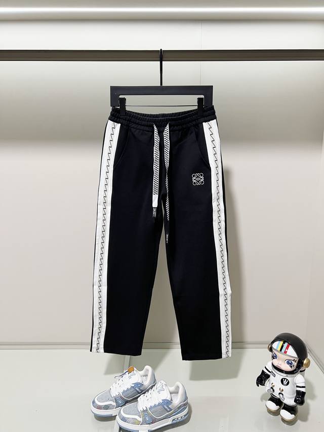 Loewe Custom Fabric Suit Casual Sweatpants Embroidered Logo, Webbing Stitching O