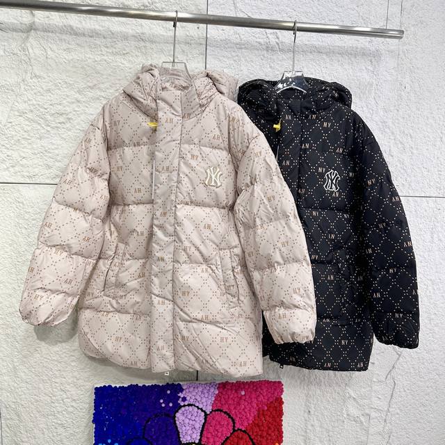 Mlb Official Yu Shuxin Celebrity Same Style Unisex Couple Mid-Length Down Jacket