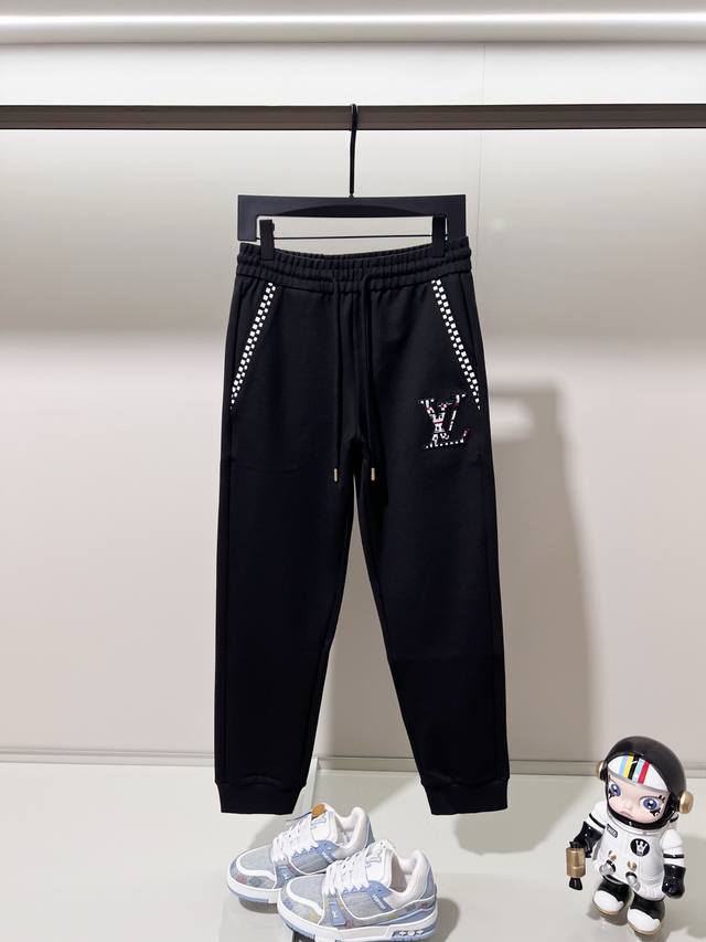 Louis Vuitton Suit Custom Fabric Sweatpants Checkered Webbing Patchwork Colorful