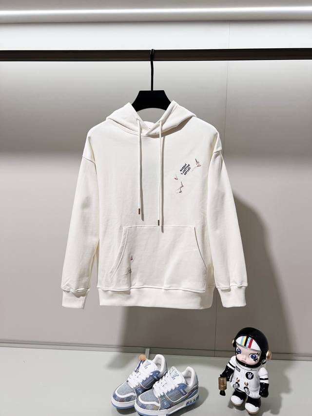 Louis Vuitton 420g 100% Cotton Hooded Sweatshirt with Sailboat Logo Embroidery o