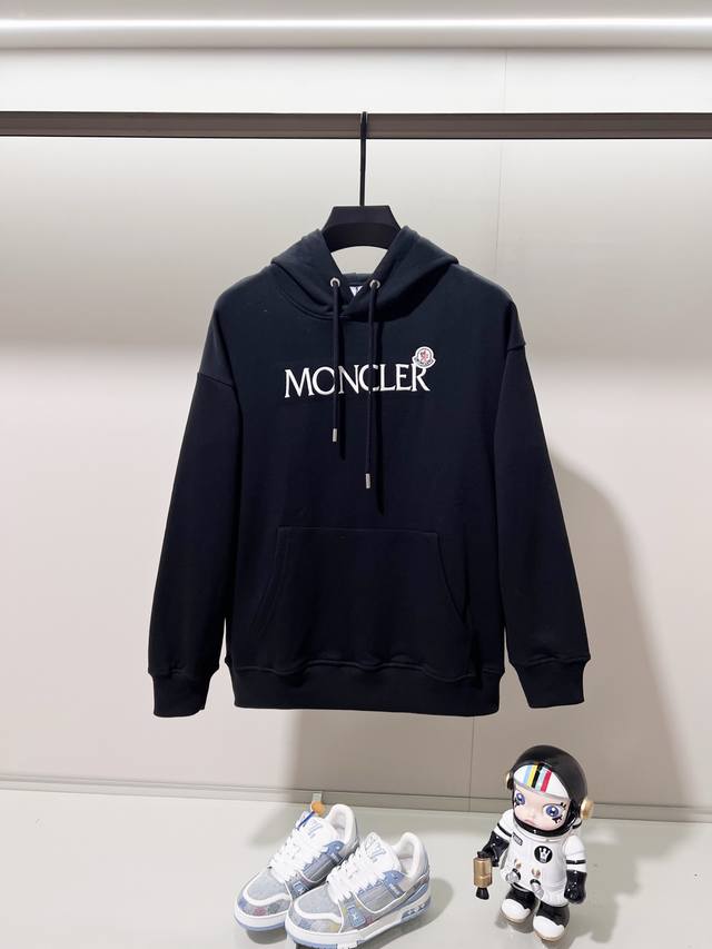 Moncler 420g 100% Cotton Hooded Sweatshirt with Embroidered Chest Logo and Brand