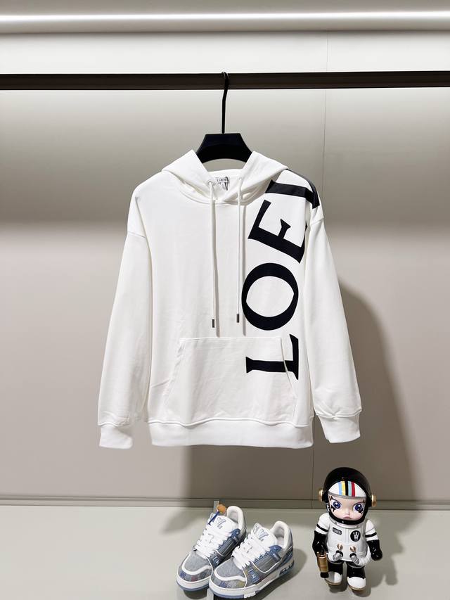Loewe 420g 100% Cotton Hooded Sweatshirt, One-Piece, Shoulder-Wrapped, Printed L