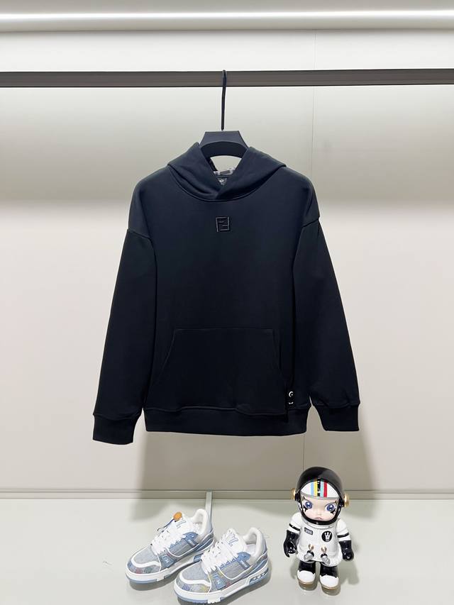 Fendi 420g Pure Cotton Hooded Sweatshirt. Features include a simple logo embroid