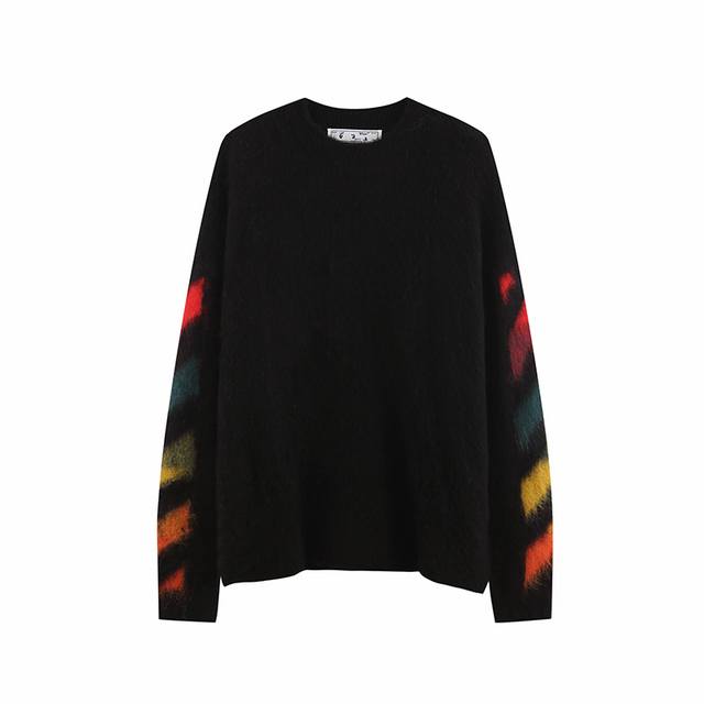 High-quality Off-White gradient arrow knit mohair sweater, unisex. Five differen