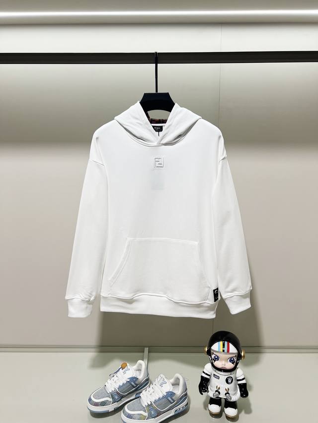 Fendi 420g Pure Cotton Hooded Sweatshirt. Features include a simple logo embroid