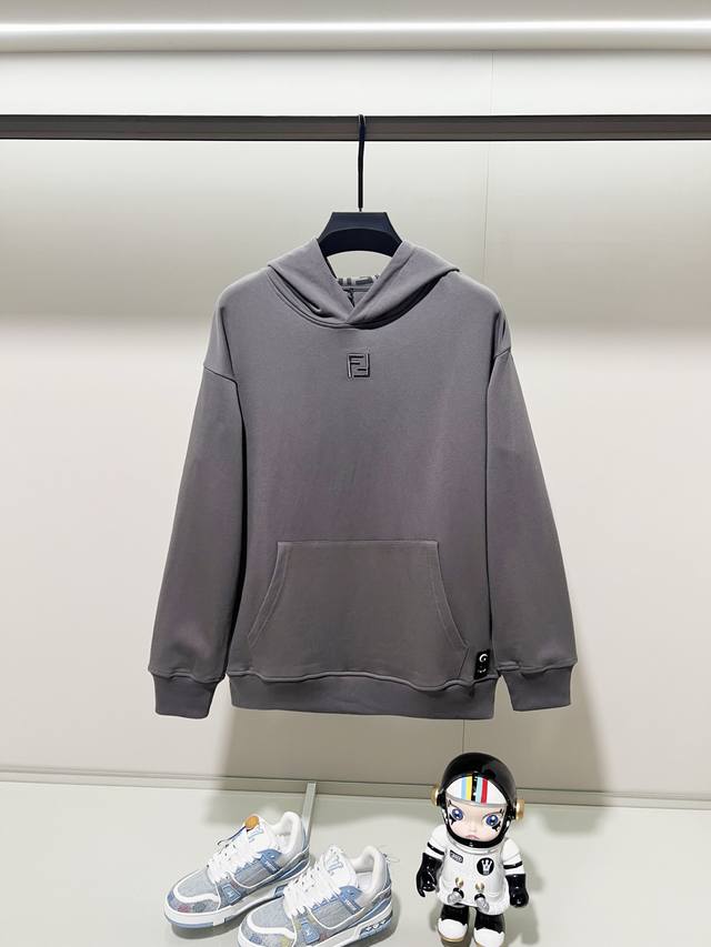 Fendi 420g Pure Cotton Hooded Sweatshirt. Features include a simple logo embroid