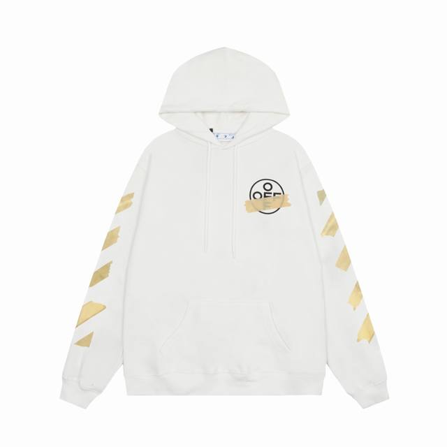 High-quality Off-White CO Virgil Abloh hoodie with duct tape and arrow print, un