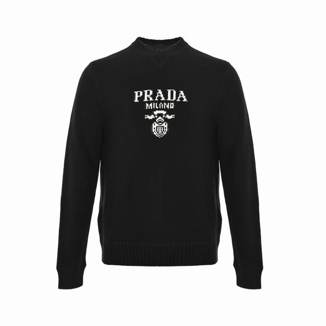 Prada 25Fw Jacquard Logo Crew Neck Sweater (Ddd) Custom-knitted cashmere sweater