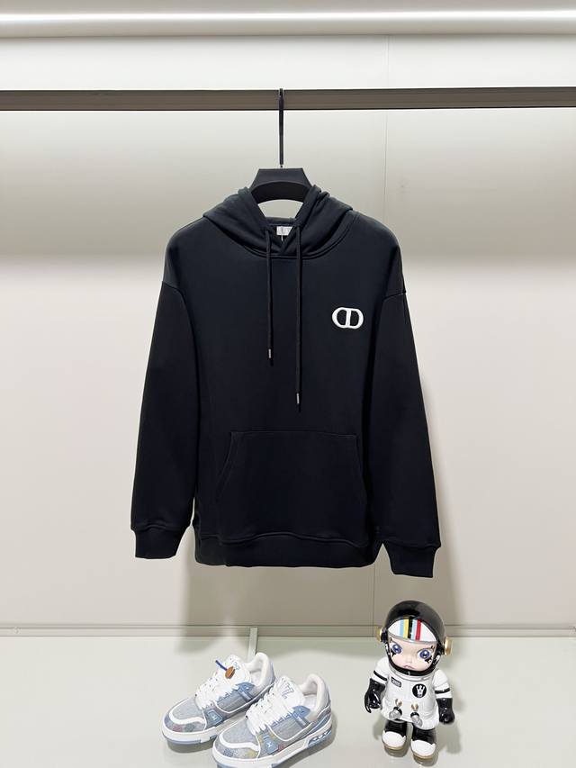 Dior 420g pure cotton hooded sweatshirt. Classic and simple micro-label Cd logo