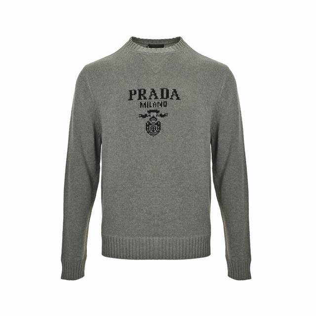 Prada 25Fw Jacquard Logo Crew Neck Sweater (Ddd) Custom-knitted cashmere sweater