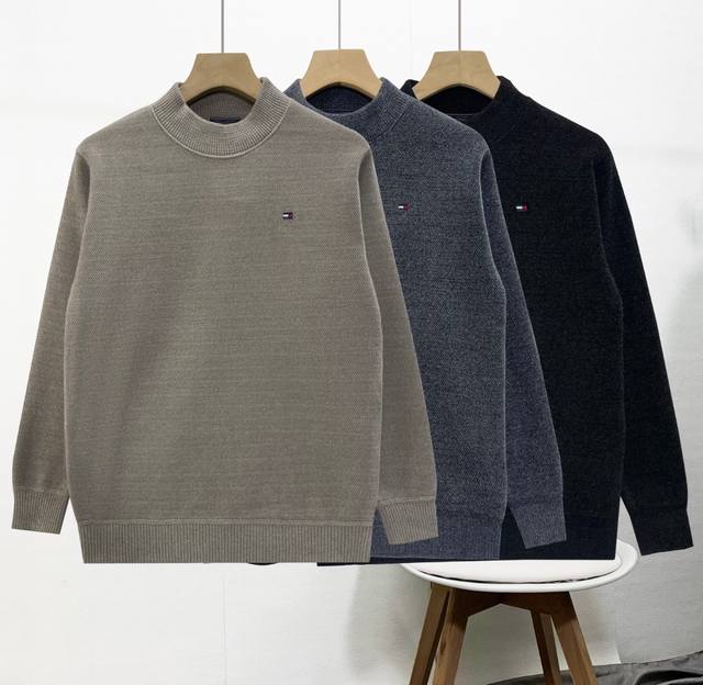 Tommy - New Fleece-Lined - Crystal Mink Fleece - Crew Neck Commuter Knitted Swea