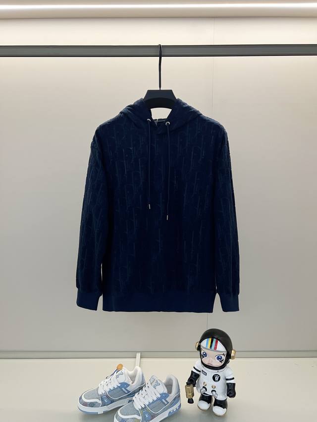 Dior 420g Custom Jacquard Fabric Hooded Sweatshirt, Classic Style, Monogram Patt