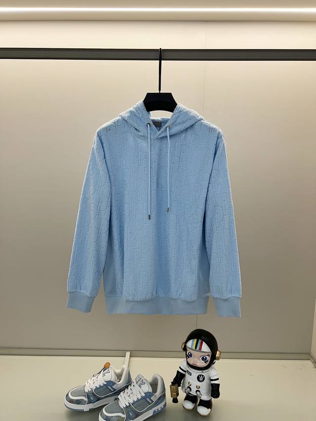 Dior 420g Custom Jacquard Fabric Hooded Sweatshirt, Classic Style, Monogram Patt