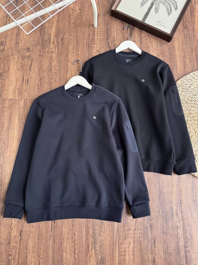 High-quality Lulu Men's Winter Fleece-Lined Crew Neck Sweatshirt: An essential i