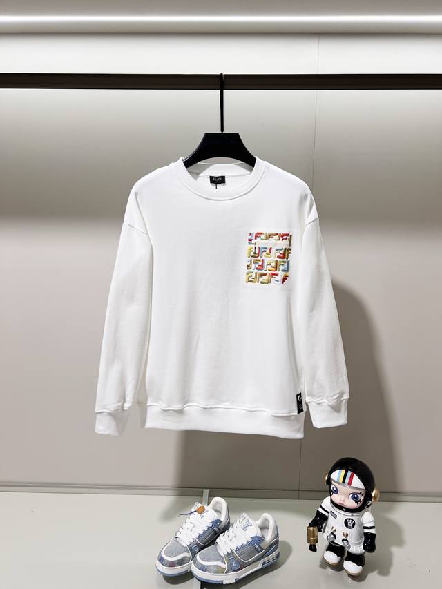 Fendi 420g 100% Cotton Crew Neck Sweatshirt. Features include: colorful Ff logo
