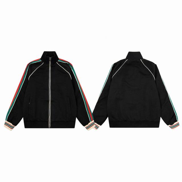 Gucci Classic Red and Green Striped Webbing Double G Monogram Embroidery Jacquar