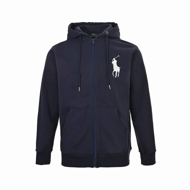 Ralph Lauren 25Fw Embroidered Zip-Up Hooded Jacket with Large Logo A must-have f