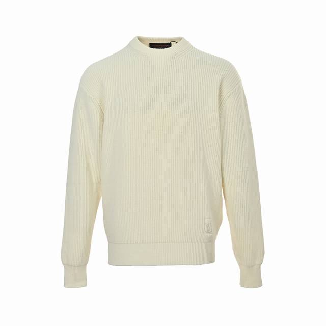 Louis Vuitton 25Fw Embroidered Logo Crew Neck Sweater (Ddd). The fabric is a ble