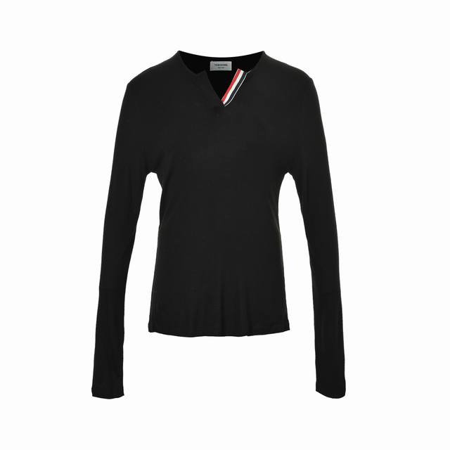 Thom Browne Tb 25Fw V-neck Webbing Long-sleeved T-shirt. The fabric is a blend o