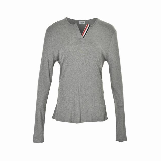 Thom Browne Tb 25Fw V-neck Webbing Long-sleeved T-shirt. The fabric is a blend o