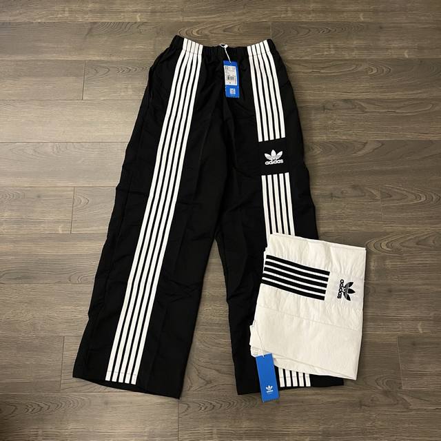 Adidas Originals Retro Three Stripes Embroidered Couple Straight Leg Casual Wide