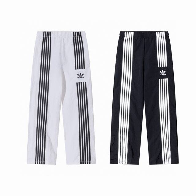 Adidas Originals Retro Three Stripes Embroidered Couple Straight Leg Casual Wide