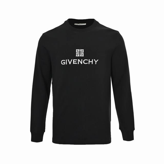 Givenchy 25Fw Checkered Logo Embroidered Long-Sleeve T-Shirt. Made of custom-wov Givenchy 25Fw Checkered Logo Embroidered Long-Sleeve T-Shirt. Made of custom-wov