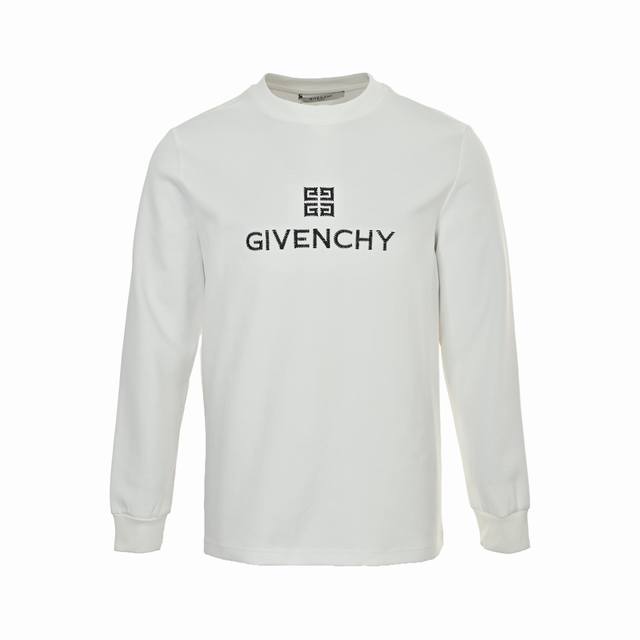 Givenchy 25Fw Checkered Logo Embroidered Long-Sleeve T-Shirt. Made of custom-wov Givenchy 25Fw Checkered Logo Embroidered Long-Sleeve T-Shirt. Made of custom-wov