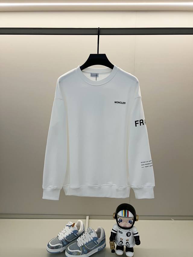 Moncler 420g 100% Cotton Crew Neck Sweatshirt. Features a printed logo on the fr