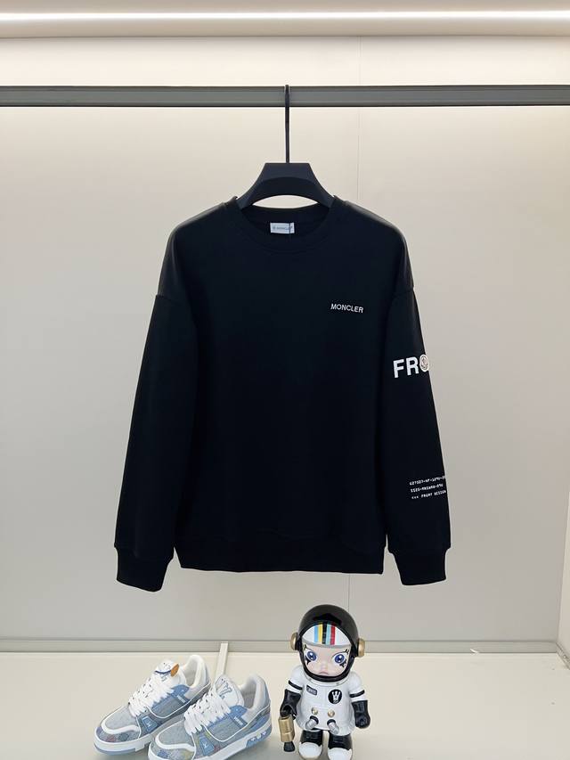 Moncler 420g 100% Cotton Crew Neck Sweatshirt. Features a printed logo on the fr