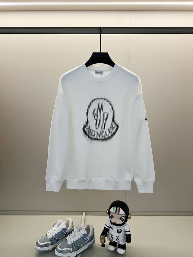 Moncler 420g 100% Cotton Crew Neck Sweatshirt. Features iconic brand logo double