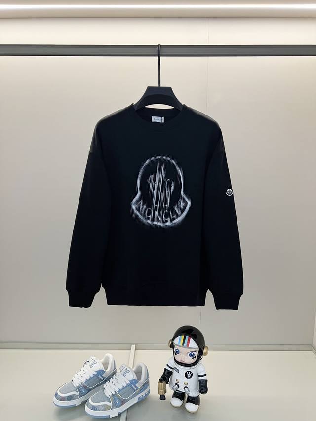 Moncler 420g 100% Cotton Crew Neck Sweatshirt. Features iconic brand logo double