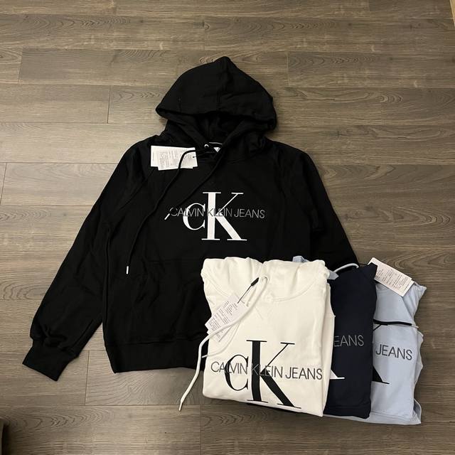 Calvin Klein Ck Classic Letter Embroidery + Print Couple Hooded Sweatshirt - Ori