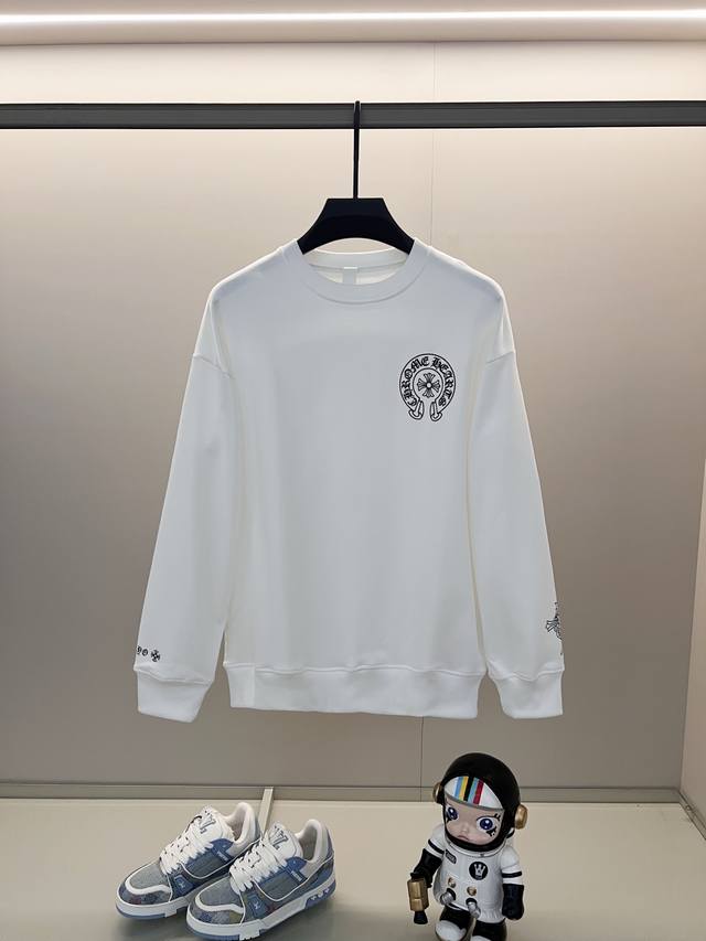 Chrome Hearts 420g 100% Cotton Crew Neck Sweatshirt. Features a cross and Sanskr