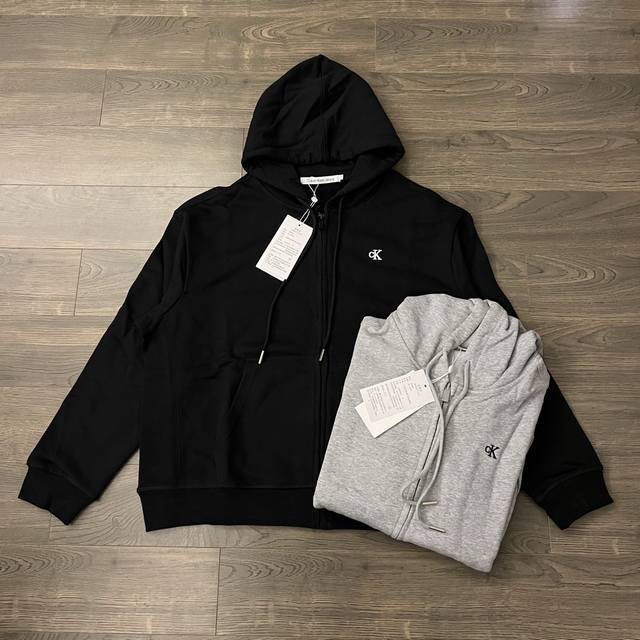 Calvin Klein Ck Classic Small Letter Embroidery Couple Fleece Hooded Zip-Up Swea