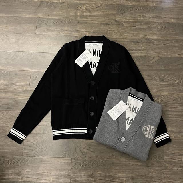 Calvin Klein Ck Classic Letter Embroidery V-Neck Cardigan Sweater - Original Qua