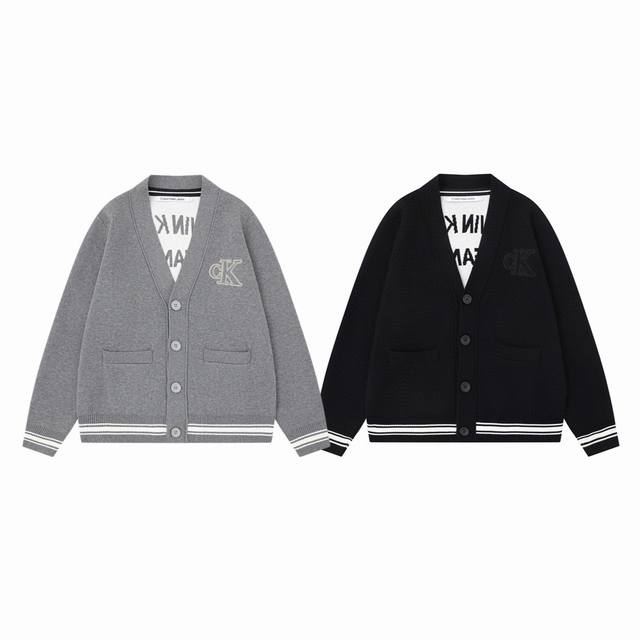 Calvin Klein CK Classic Letter Embroidery V-Neck Cardigan Sweater - Original Qua