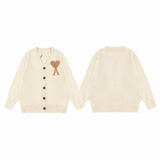 Ami Paris 24Fw Christmas Limited Edition Gold Thread Heart Logo Jacquard Couple