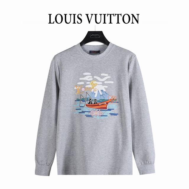 Louis Vuitton 25Fw Angler Landscape Embroidery Long-Sleeve T-Shirt. Custom-woven