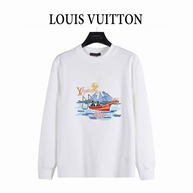 Louis Vuitton 25Fw Angler Landscape Embroidery Long-Sleeve T-Shirt. Custom-woven