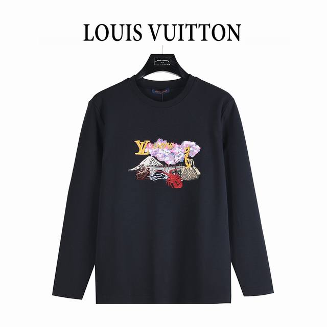 Louis Vuitton 25Fw Cultural Landscape Pattern Embroidered Long-Sleeve T-Shirt. C