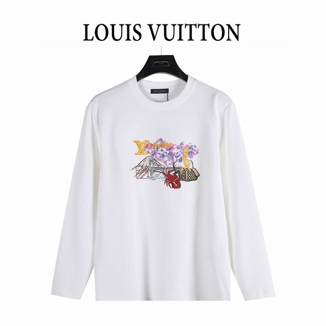 Louis Vuitton 25Fw Cultural Landscape Embroidery Long-Sleeve T-Shirt. Custom-wov