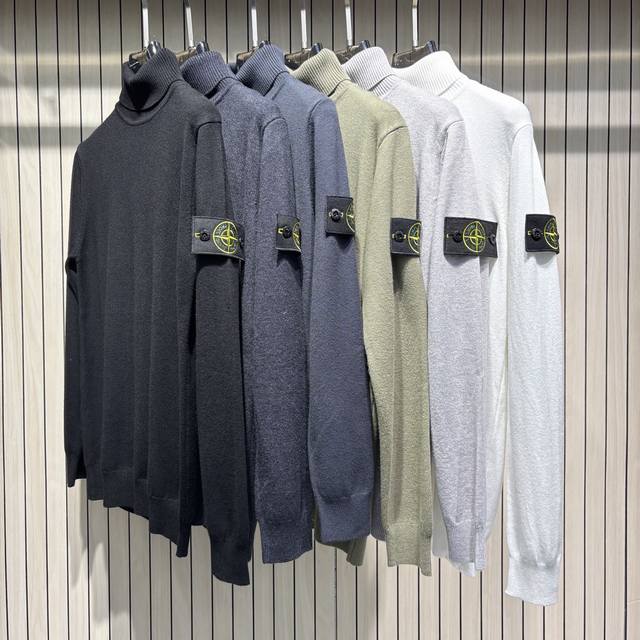 Stone Island Classic Badge Sleeve Turn Sweater (Ddd) Colors: Black, Black/Grey,
