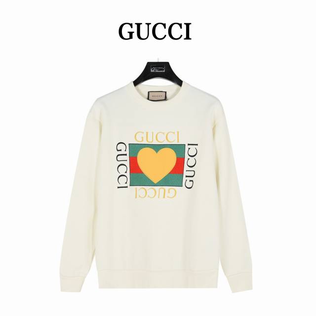 Gucci Valentine's Day Heart Patch Embroidery Crew Neck Sweatshirt. Made of 460g