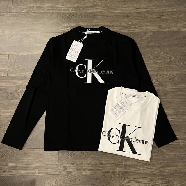 Calvin Klein Ck Classic Standard Letter Embroidery + Printed Logo Couple Crew Ne