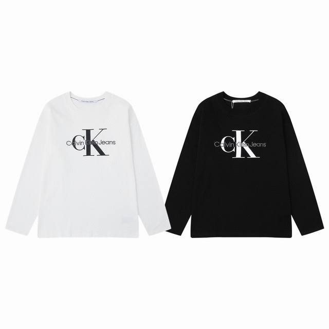 Calvin Klein Ck Classic Standard Letter Embroidery + Printed Logo Couple Crew Ne