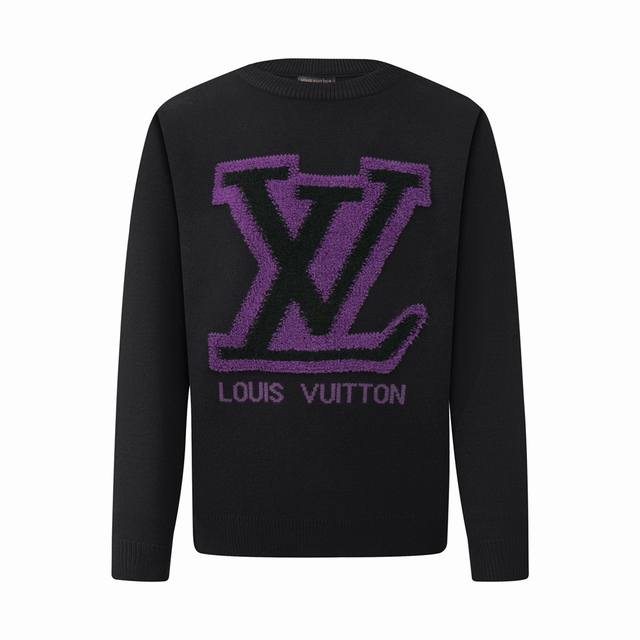Louis Vuitton Crew Neck Pullover Sweater with Logo Terry Embroidery Jacquard Lon